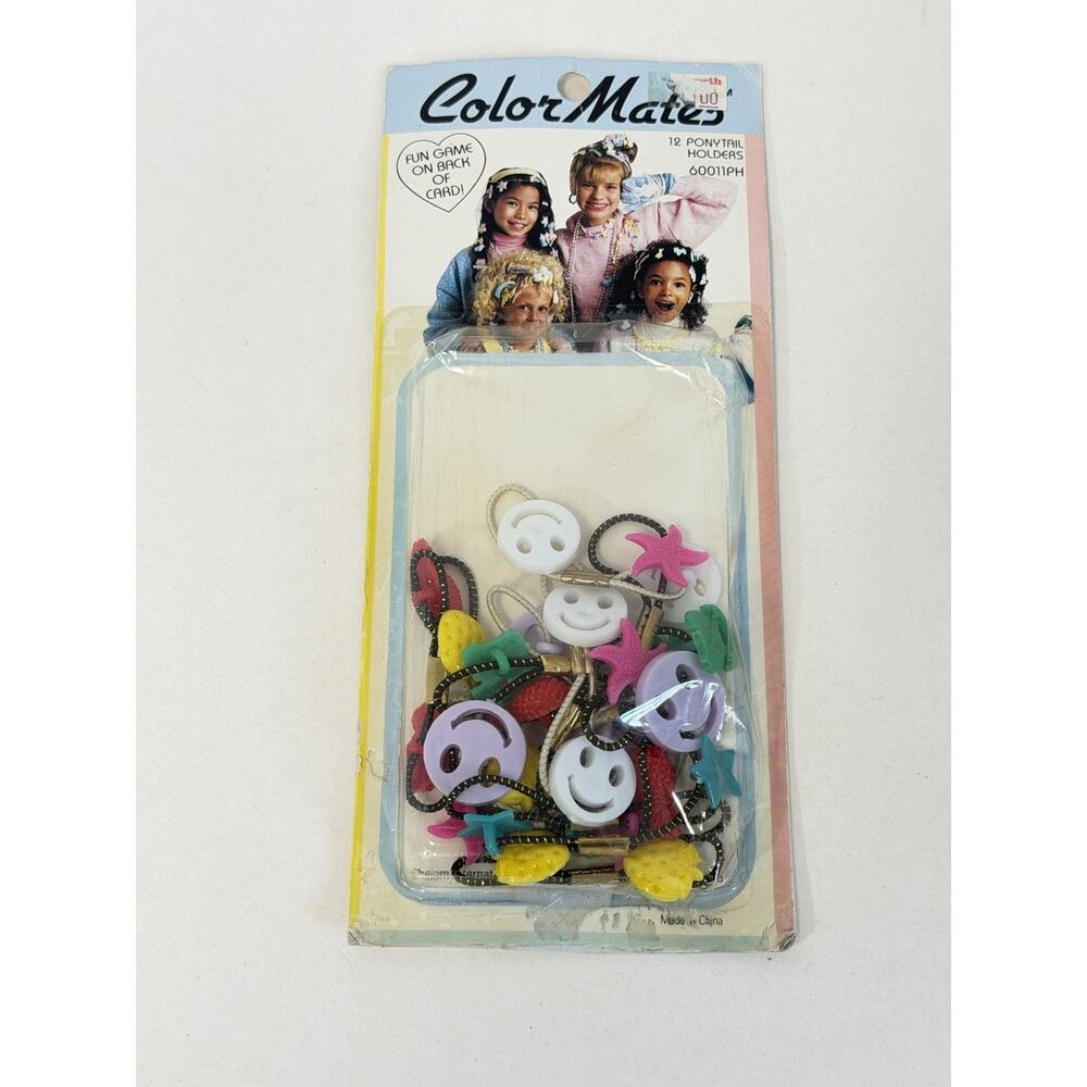 Vintage 12 Twin Bead ponytail holders Ponytailers NEW NOS Strawberry Star Phone